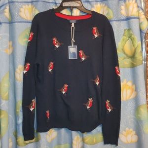 New Joules Navy Blue Bird Sweater